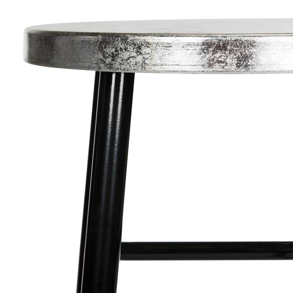 SAFAVIEH Kenzie 30 in. Black and Silver Bar Stool FOX3212A