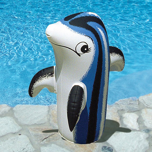 Inflatable Dolphin Toy Pool And Spa Accessory Blue white