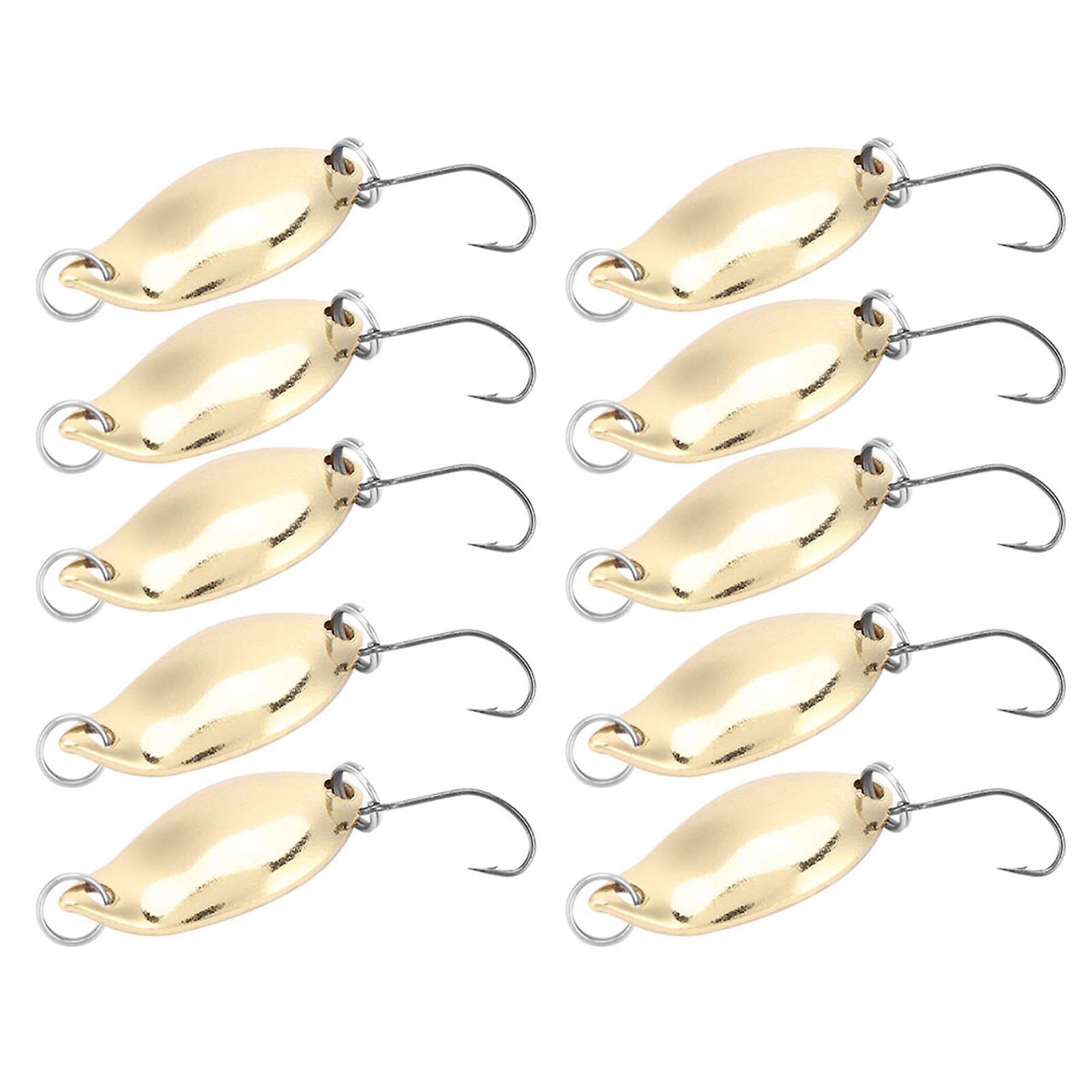 10pcs Lot Fishing Lures Wobbler Baits Spoon Style Artificial Metal Baits Hook (gold， 2.5g)