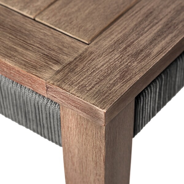 Orbit Square Outdoor Patio Coffee Table in Weathered Eucalyptus Wood