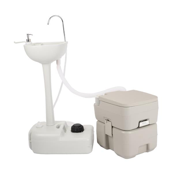 Miekor Portable Sink & Toilet Combo,5Gal Hand Washing Station & 5.3 Gal Flushing Toilet