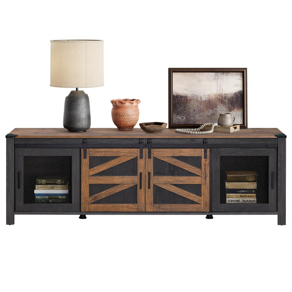 Sliding Barn Door TV Stand Cabinet  Entertainment Center for 75\