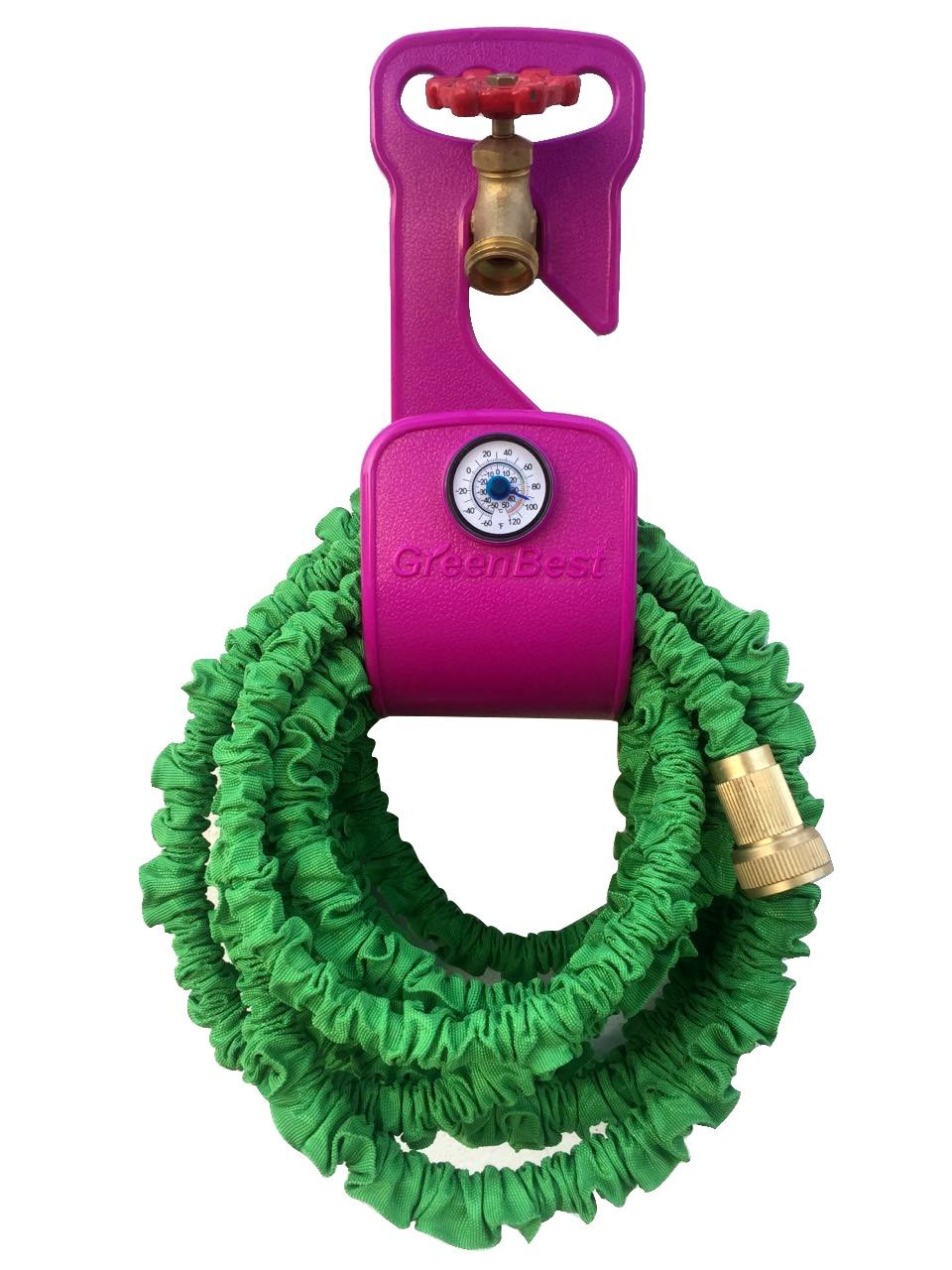 Garden-Hose-Hanger-Holder-Carrier-Durable-Rust-Free-Support-with-Thermometer