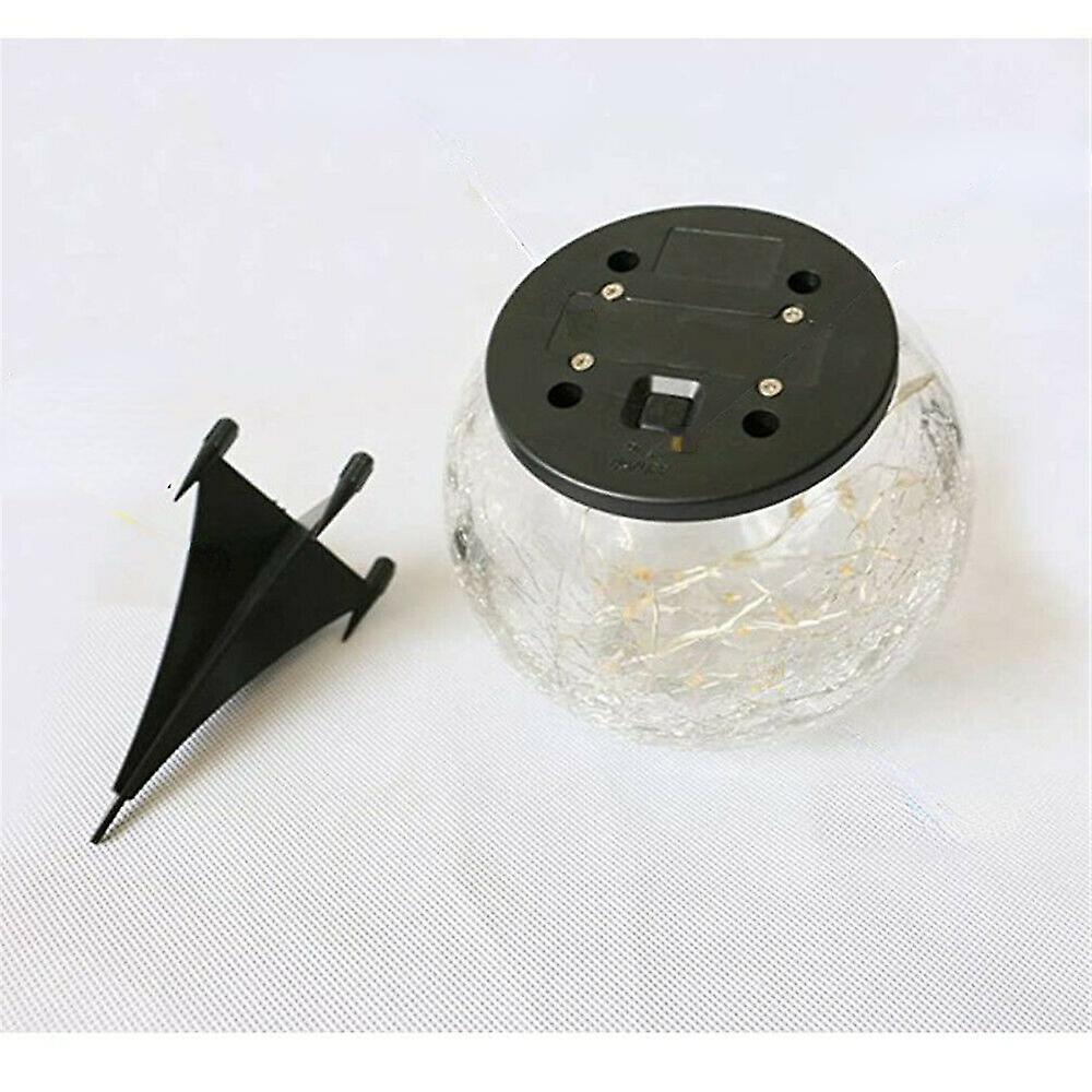 Outdoor Solar Ball Led Light Garden Grained Glass Waterproof