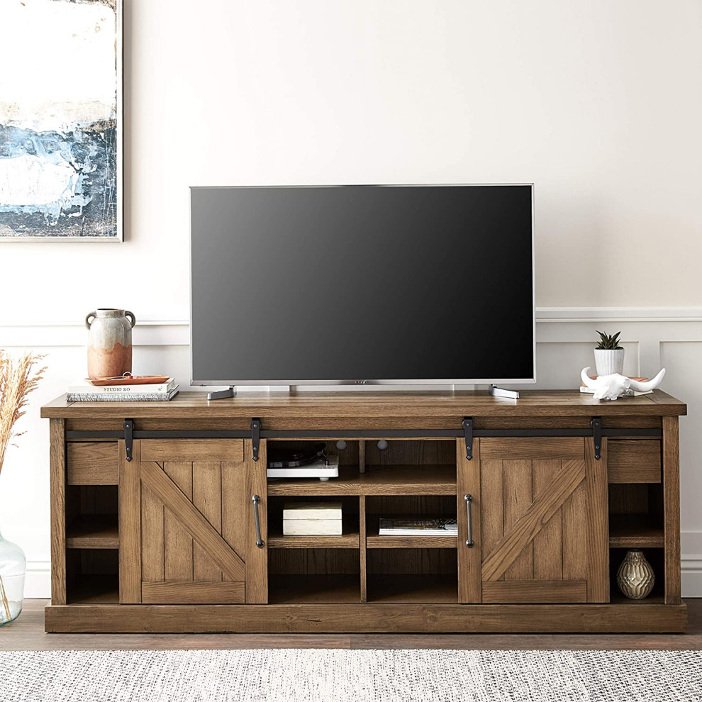 Avondale 80 quotTV Console Barn Door   Industrial   Entertainment Centers And Tv Stands   by Martin Furniture  Houzz