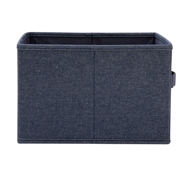 Household Essentials Set Of 2 Collapsible Cotton Blend Cube Storage Drawer With Handle Denim