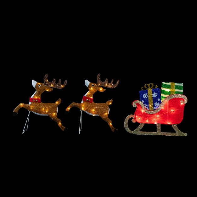 Lighted Reindeer With Sleigh Christmas Decoration