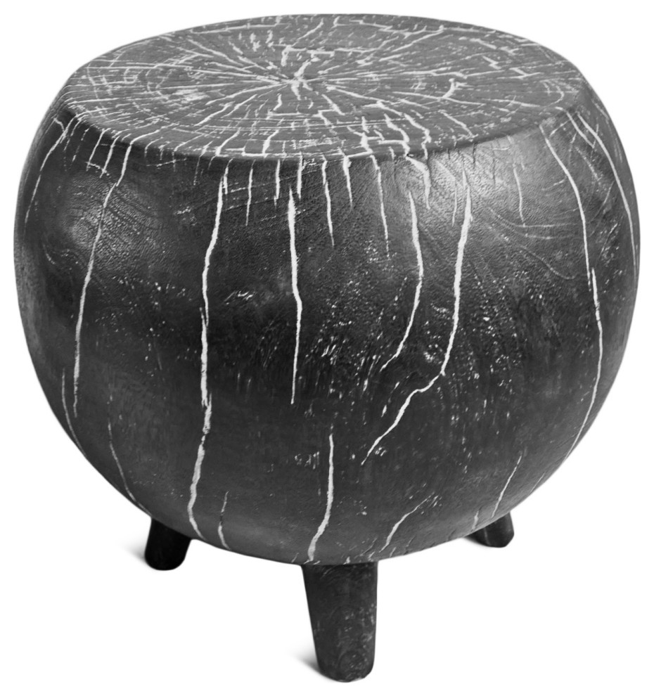 Ebony Washed Kira Stool Table   Rustic   Side Tables And End Tables   by Design Mix Furniture  Houzz