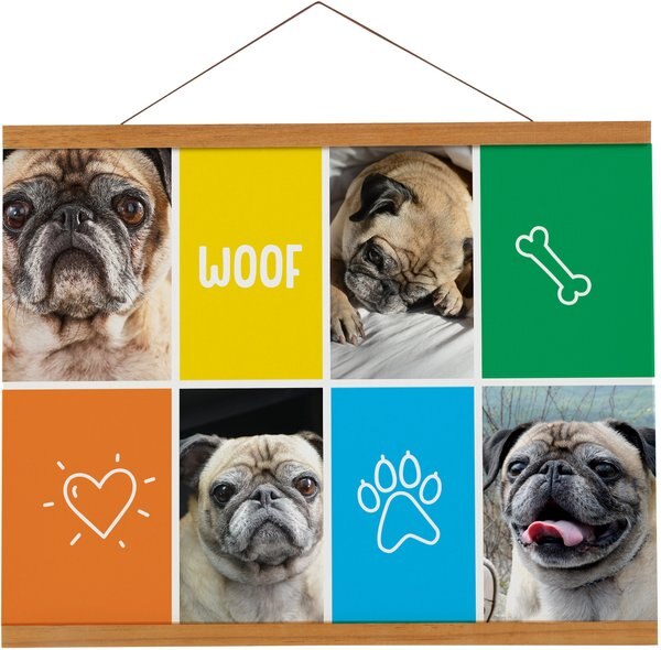 Frisco Personalized Woof Canvas Poster with Wood Hanger， 16\