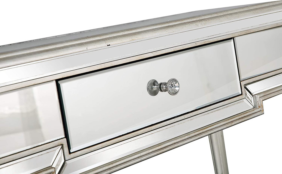 Elegant Console Table  Mirrored Design With Spindle Legs and Center Drawer   Industrial   Console Tables   by Decorn  Houzz