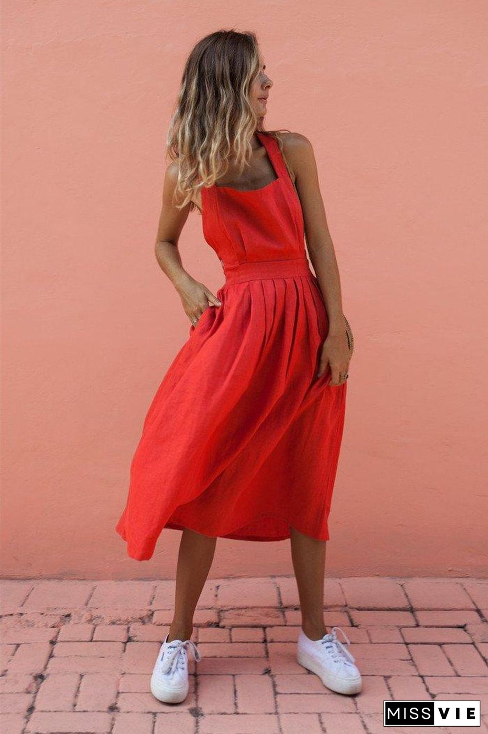 Backless Lace Up Summer Dress