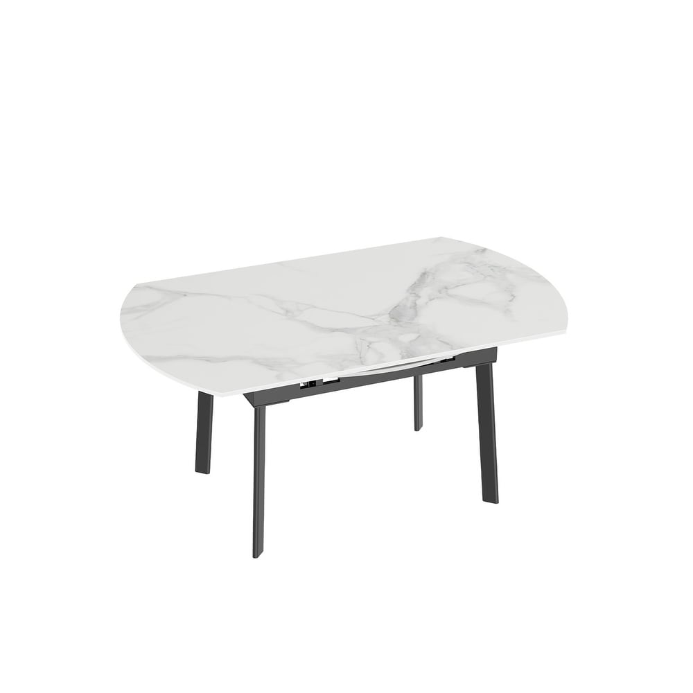 52 Inches Round Slate Extendable Dining Table