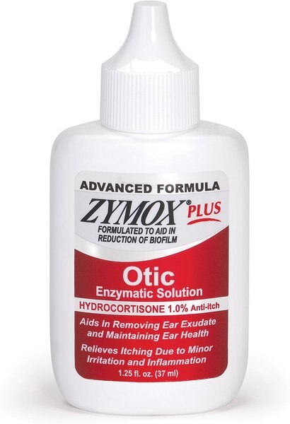 Zymox Plus Advanced Formula 1% Hydrocortisone Otic Dog and Cat Ear Infection Solution， 1.25-oz bottle