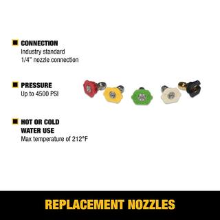 DW Replacement Spray Nozzles with 14 in. QC Connections for HotCold Water 4500 PSI Pressure Washers DXPA45ST