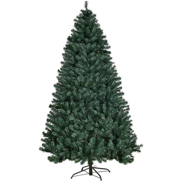 Costway 7Ft PreLit PVC Artificial Christmas Tree Hinged w/ 300 LED