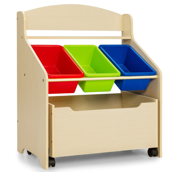 Costway 38914725 Kids Wooden Toy Storage Unit Orga...