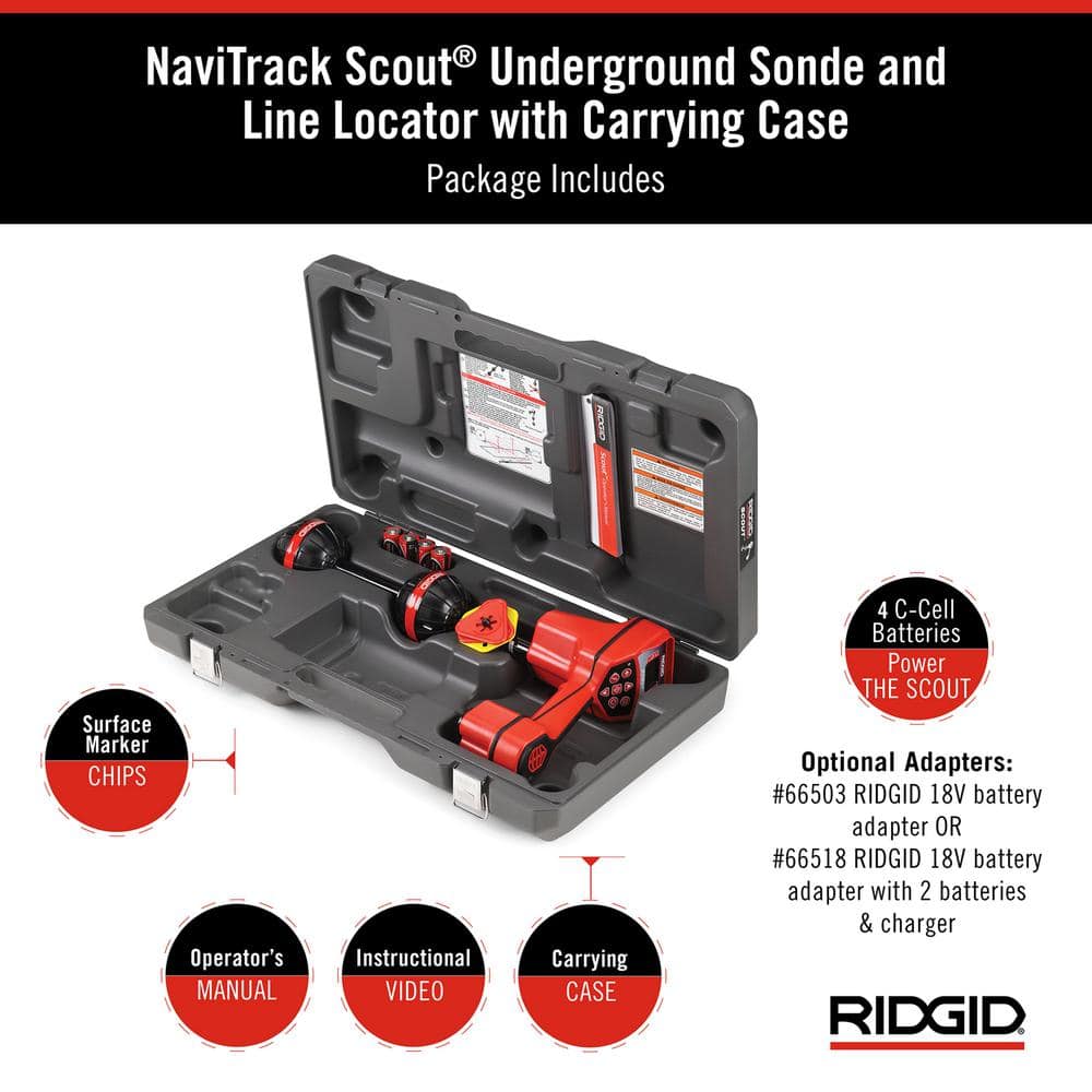 RIDGID NaviTrack Scout Underground Sonde and Cable Locator, Multidirectional Locating Device, Battery Operated or Rechargeable 19238