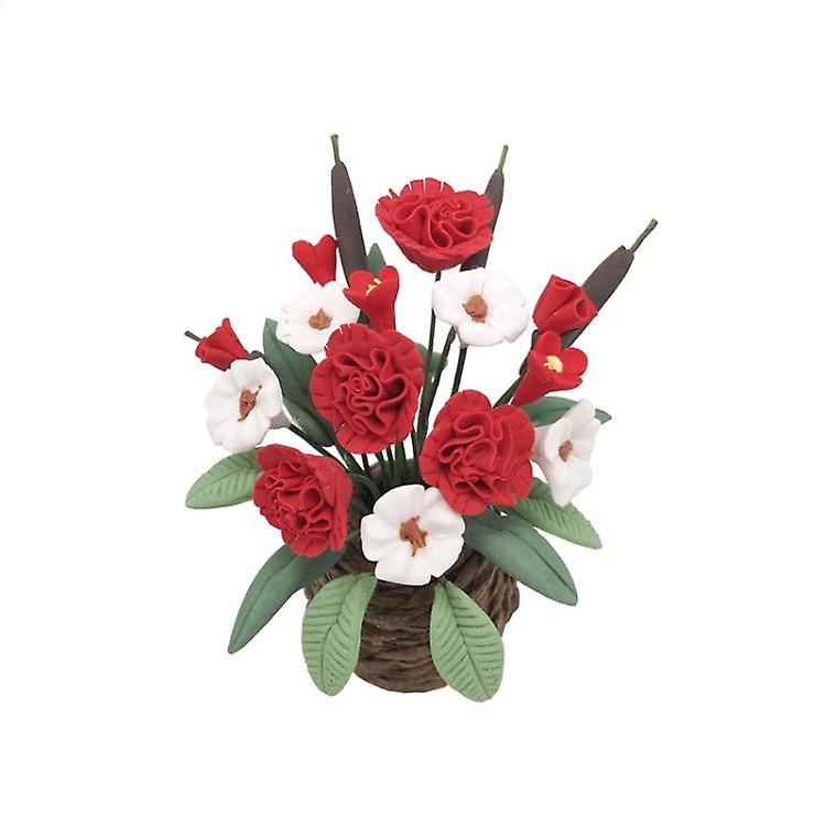 1:12 Mini House Toy Simulation Flowers For Garden Balcony(Red+White)