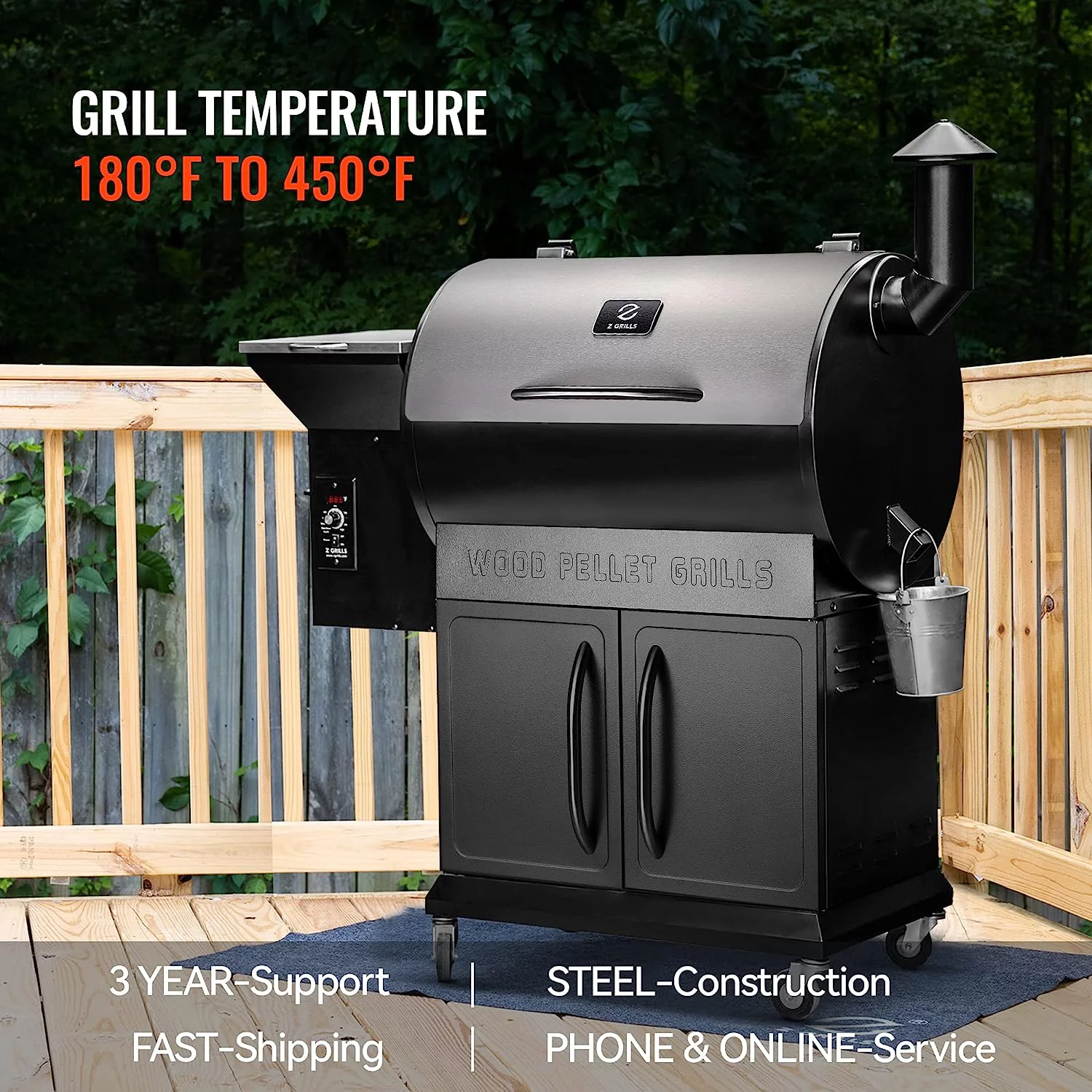 Z Grills ZPG-700E 697 sq. in. Pellet Grill and Smoker Stainless Steel