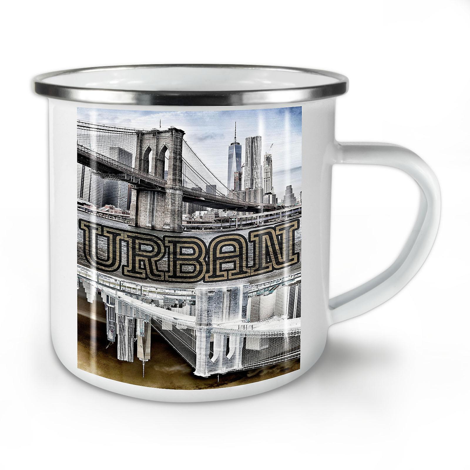 NY Urban Metropolis NEW WhiteTea Coffee Enamel Mug10 oz | Wellcoda