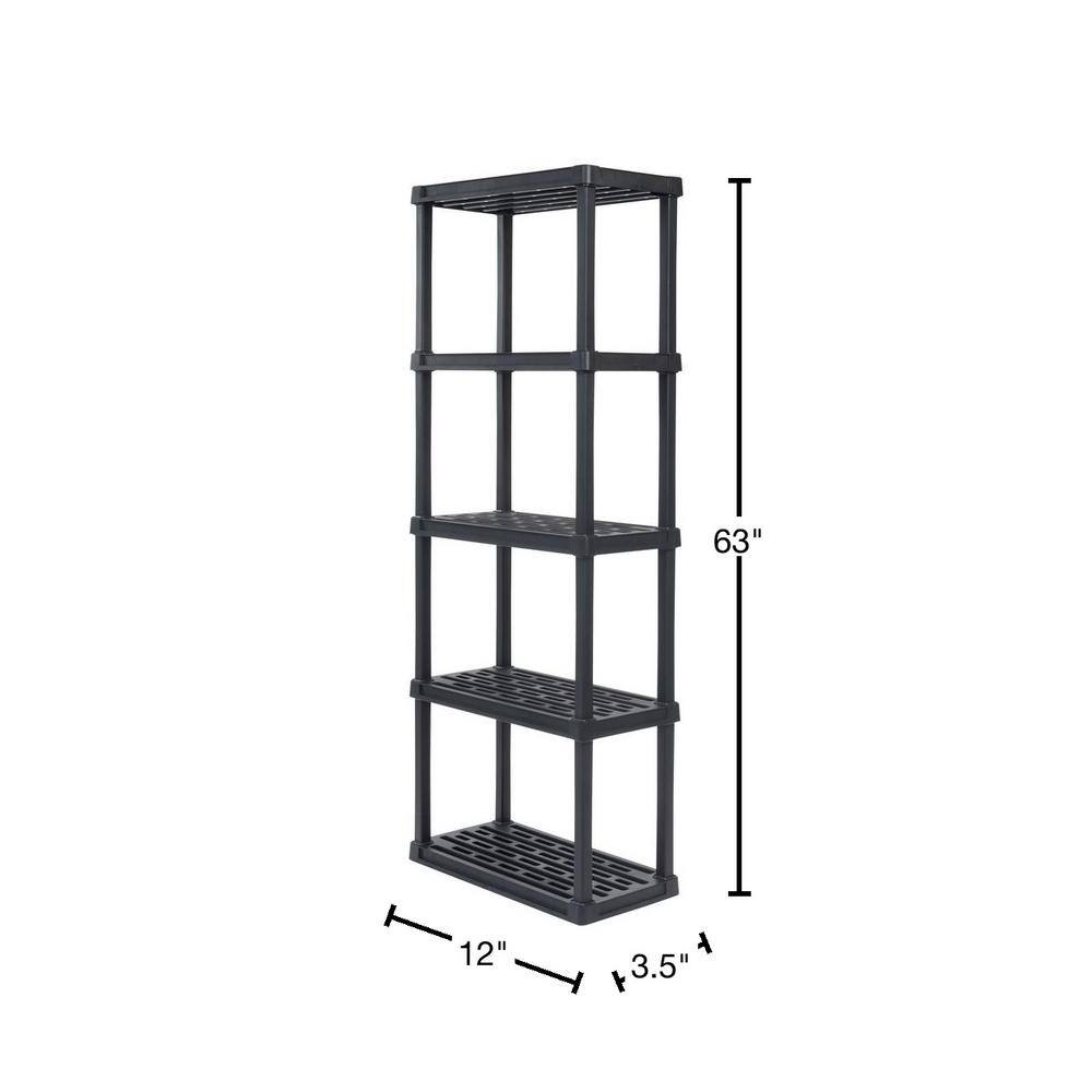 IRIS Plastic Rack Shelf with 5-Medium Shelves Black 510005