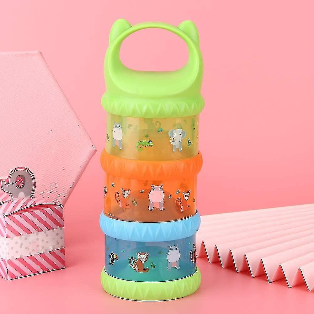 Milk Powder Dispenser， 3 Layer Portable Infant Milk Powder Bottle Food(green)