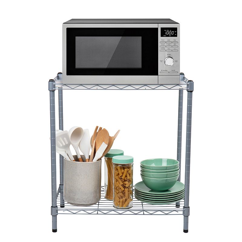 Mind Reader Alloy Collection， 2-Tier Industrial Microwave Stand with Utility Shelf