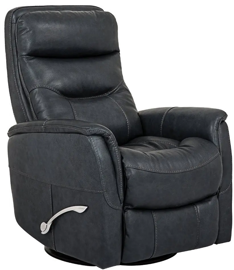 Slate Gray Leather-Match Swivel Glider Recliner