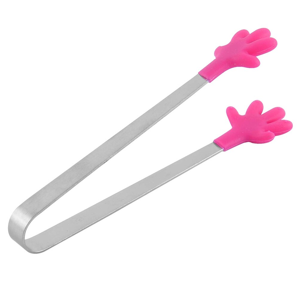 Metal Hand Shaped Cake Bread Biscuit Food Clip Clamp Tongs Fuchsia   5\