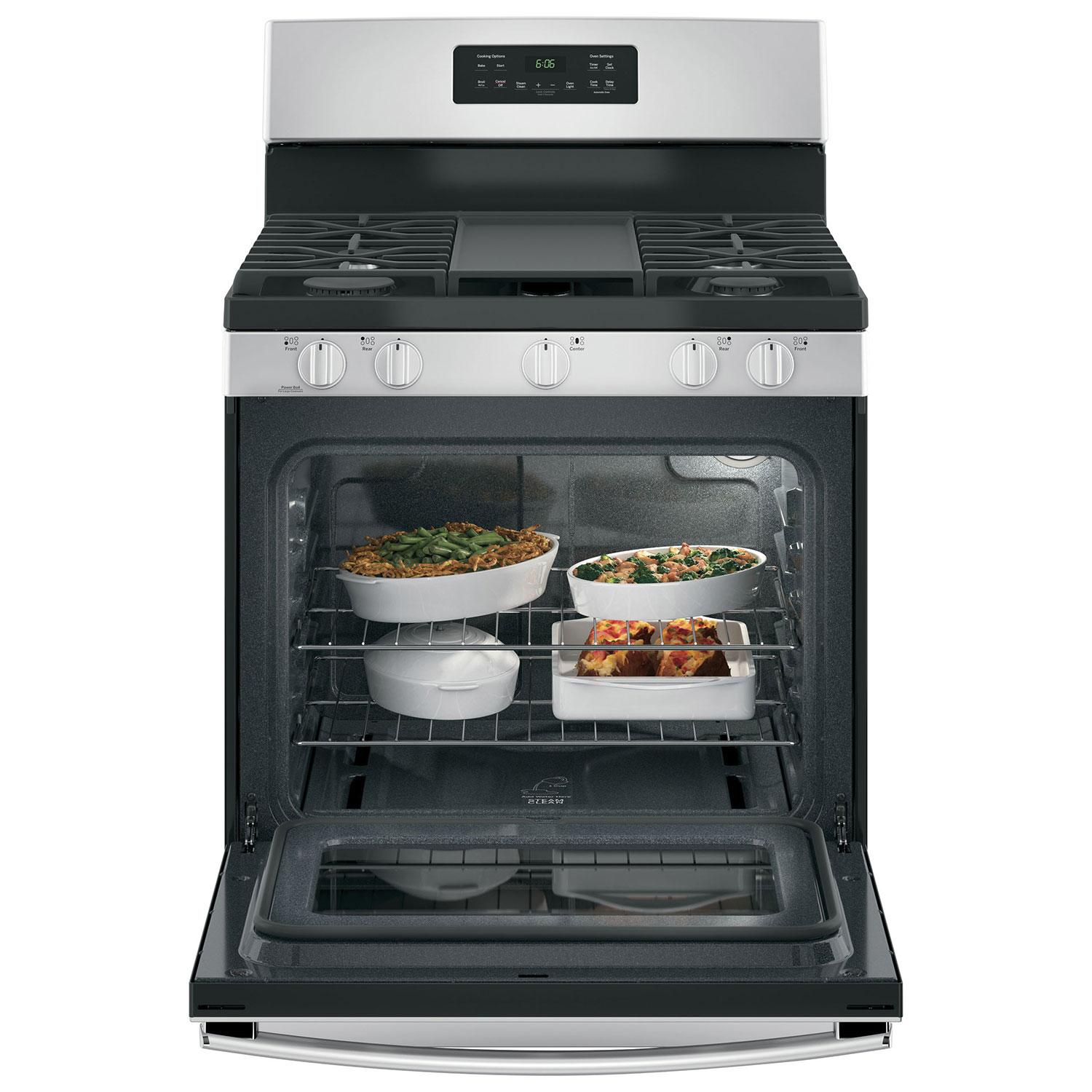 GE 30-inch Freestanding Gas Range with Steam Clean JCGBS66SEKSS