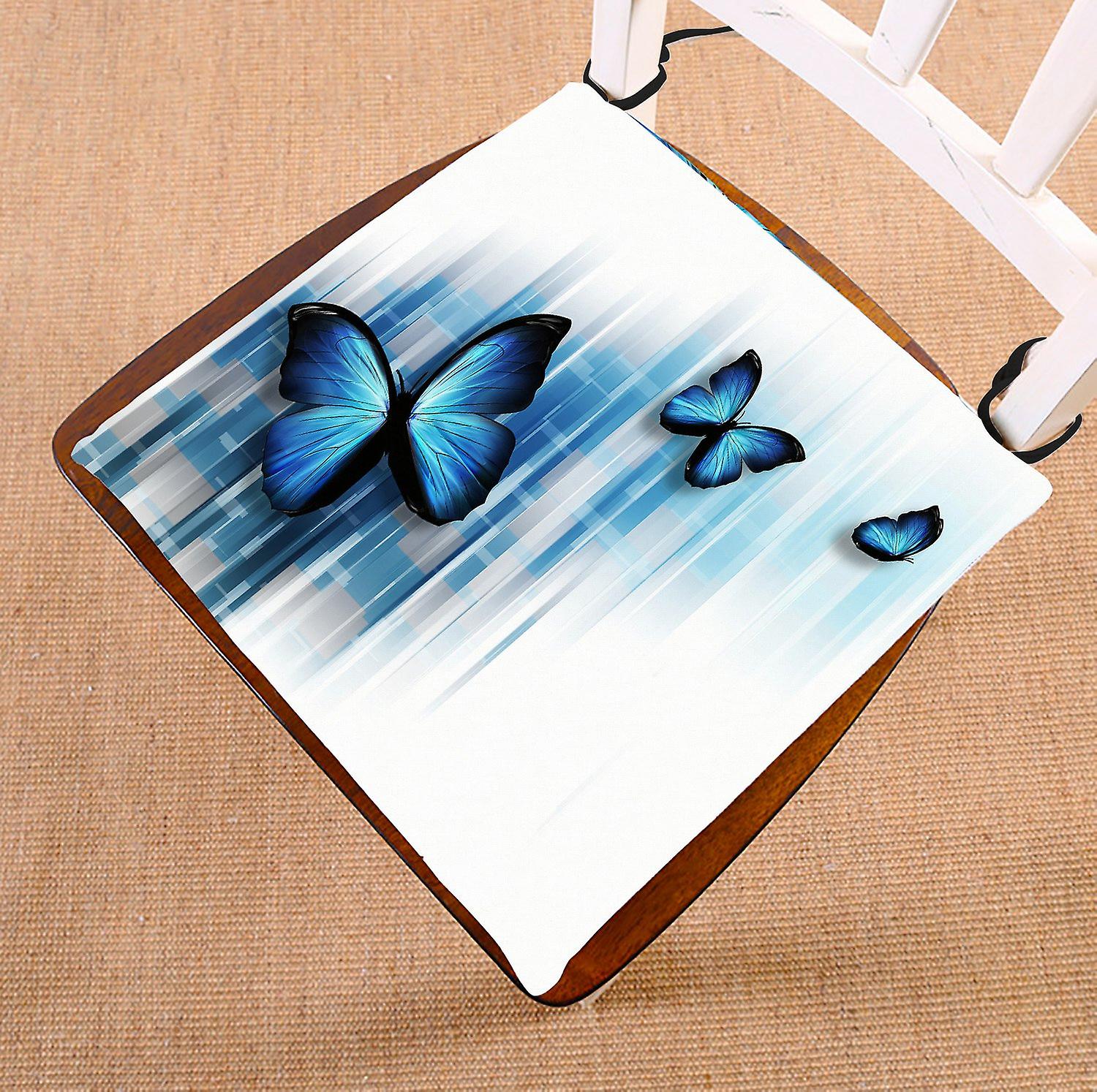 Abstract Chair Pad， Three Blue Butterflies Seat Cushion Chair Cushion Floor Cushion 40x40 Cm