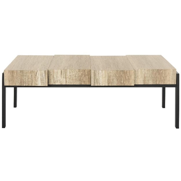 Alexander Coffee Table Multi Brown black Metal Legs Safavieh