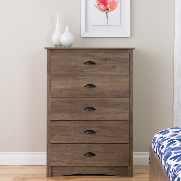 5 Drawer Salt Spring Dresser Drifted Gray Prepac