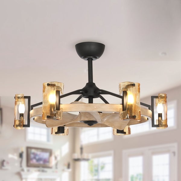 34 in. Indoor Wood Downrod Mount Chandelier Ceiling Fan with Light and Remote Control， Dimmable - Fan Blade Length (In.) 14 Shopping - The Best Deals on Ceiling Fans | 37882152