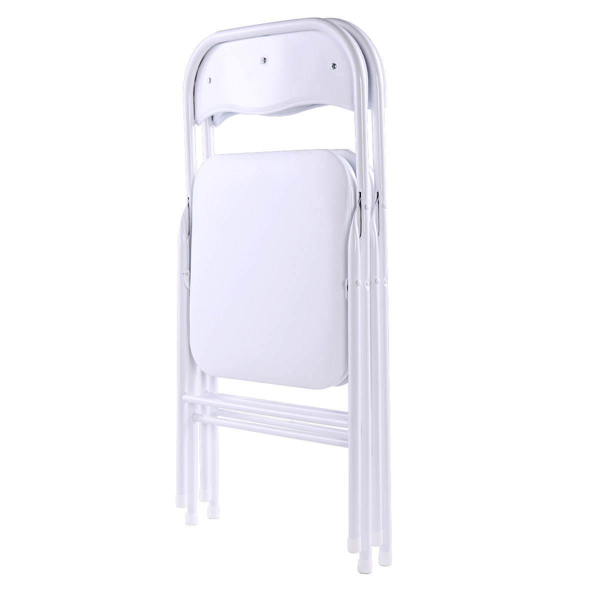 Jaxpety 5 Pack Commercial White Plastic Folding Chairs Stack-able Wedding Party Event