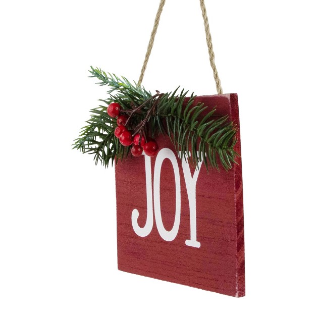 Hanging quot joy quot Christmas Wall Decor With Pine And Berries