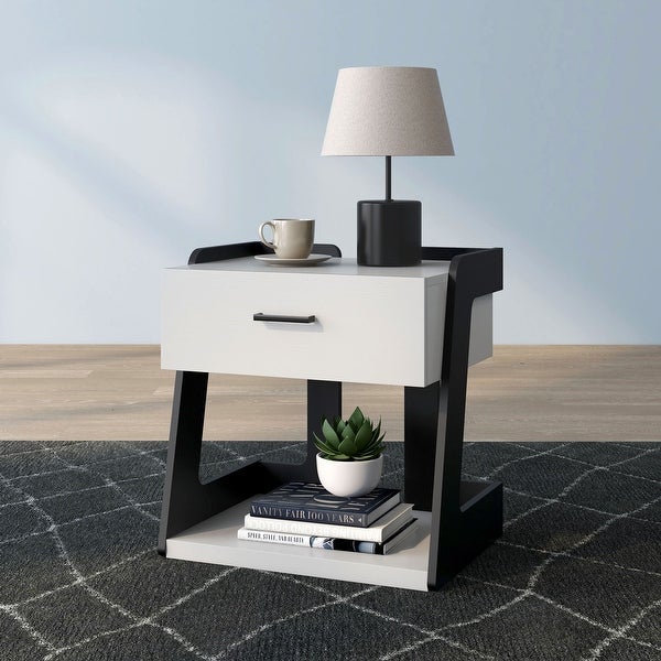 DH BASIC Modern 1-Drawer Bedside End Table by Denhour