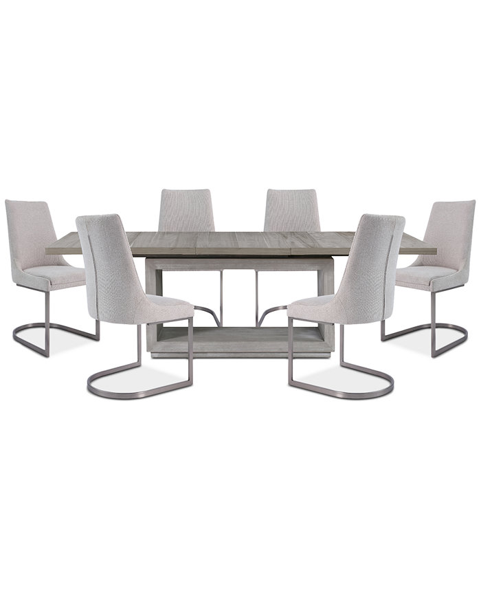 Furniture Tivie 7pc Dining Set (Rectangular Table + 6 Dining Chairs)