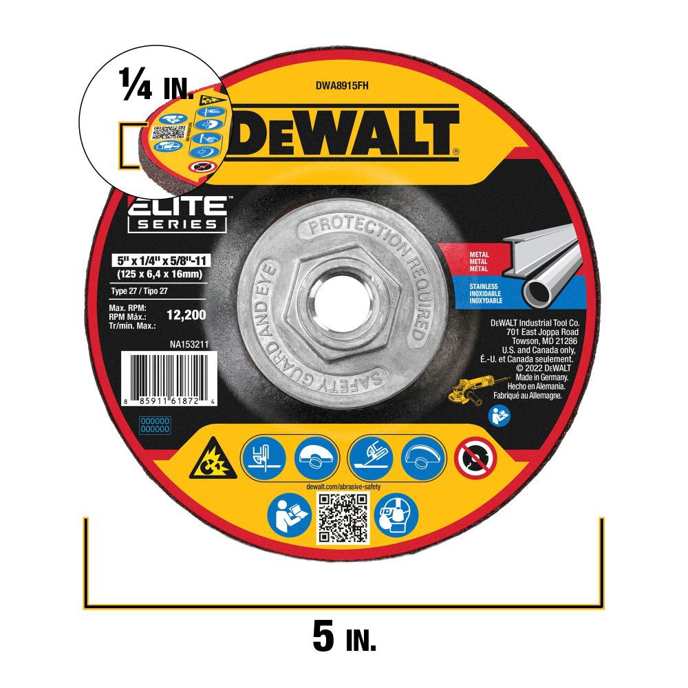 DW XP Ceramic Grinding Wheel 5 X 1/4 X 5/8-11 DWA8915FH from DW