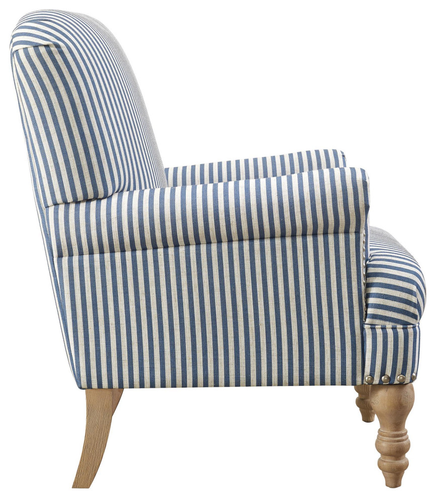 Classic Accent Chair  Turned Feet and Rolled Arms With Nailhead Trim   Traditional   Armchairs And Accent Chairs   by Declusia  Houzz