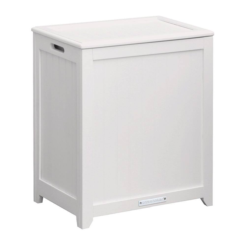 Oceanstar White Wainscot Style Rectangular Laundry Hamper RHP0109W