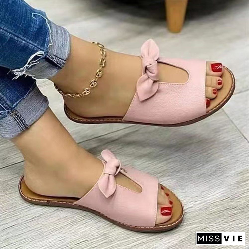 Sandals Bow Flat Heel