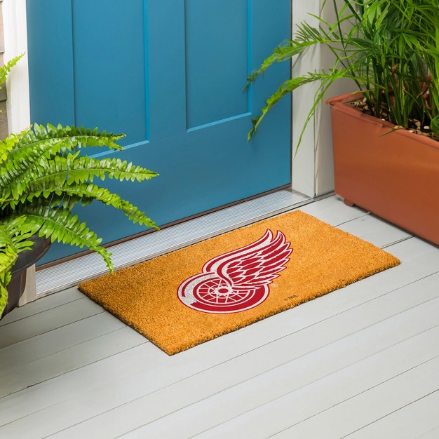 Evergreennhldetroit Red Wings Logo Natural Coir 28 X 16 Inches Indoor Outdoor Doormat