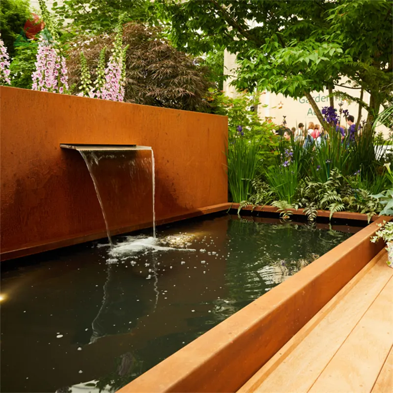 Beautiful natural ecological Corten waterfall fountain circulation water  artificial landscape water feature ideas