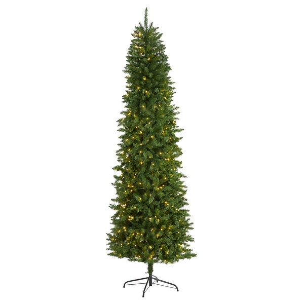 8' Slim Green Mountain Pine Christmas Tree with 400 Clear LED Lights