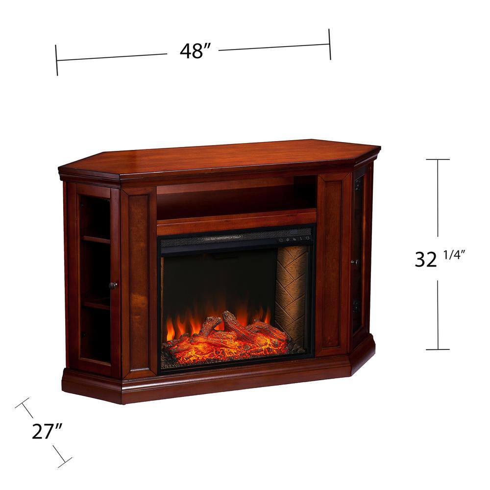 Southern Enterprises Denton Alexa Enabled 48 in. Electric Smart Fireplace in Brown Mahogany HD014364