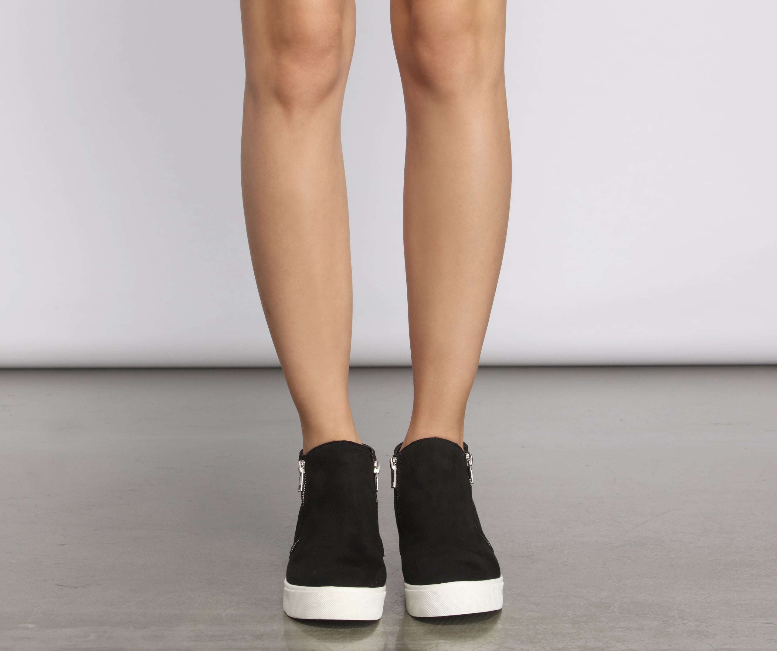 Faux Suede High Top Zipped Sneakers