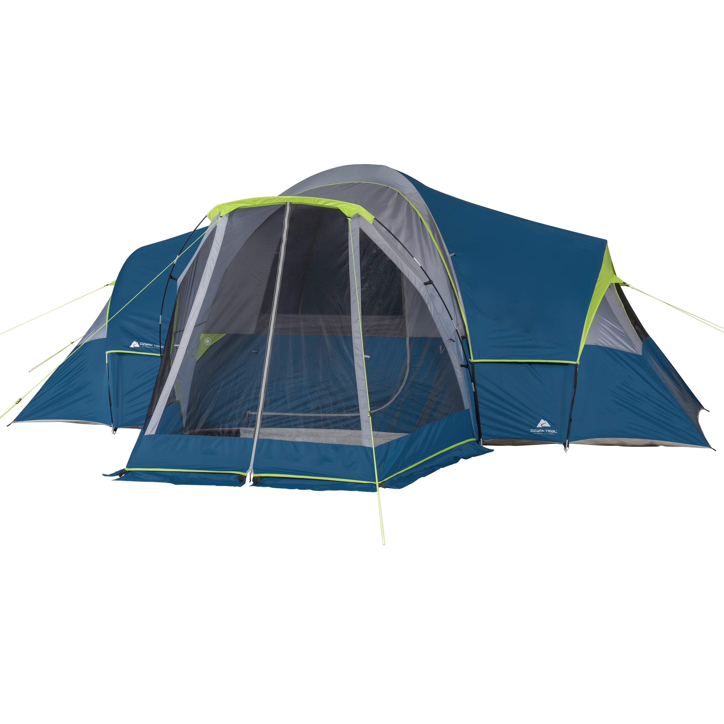 Ozark Trail 10-Person Family Camping Tent， with 3 Rooms and Screen Porch