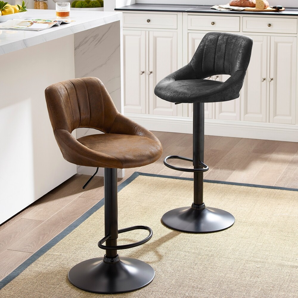 Art Leon Modern Adjustable 360 Swivel Barstool with Retro Faux Leather