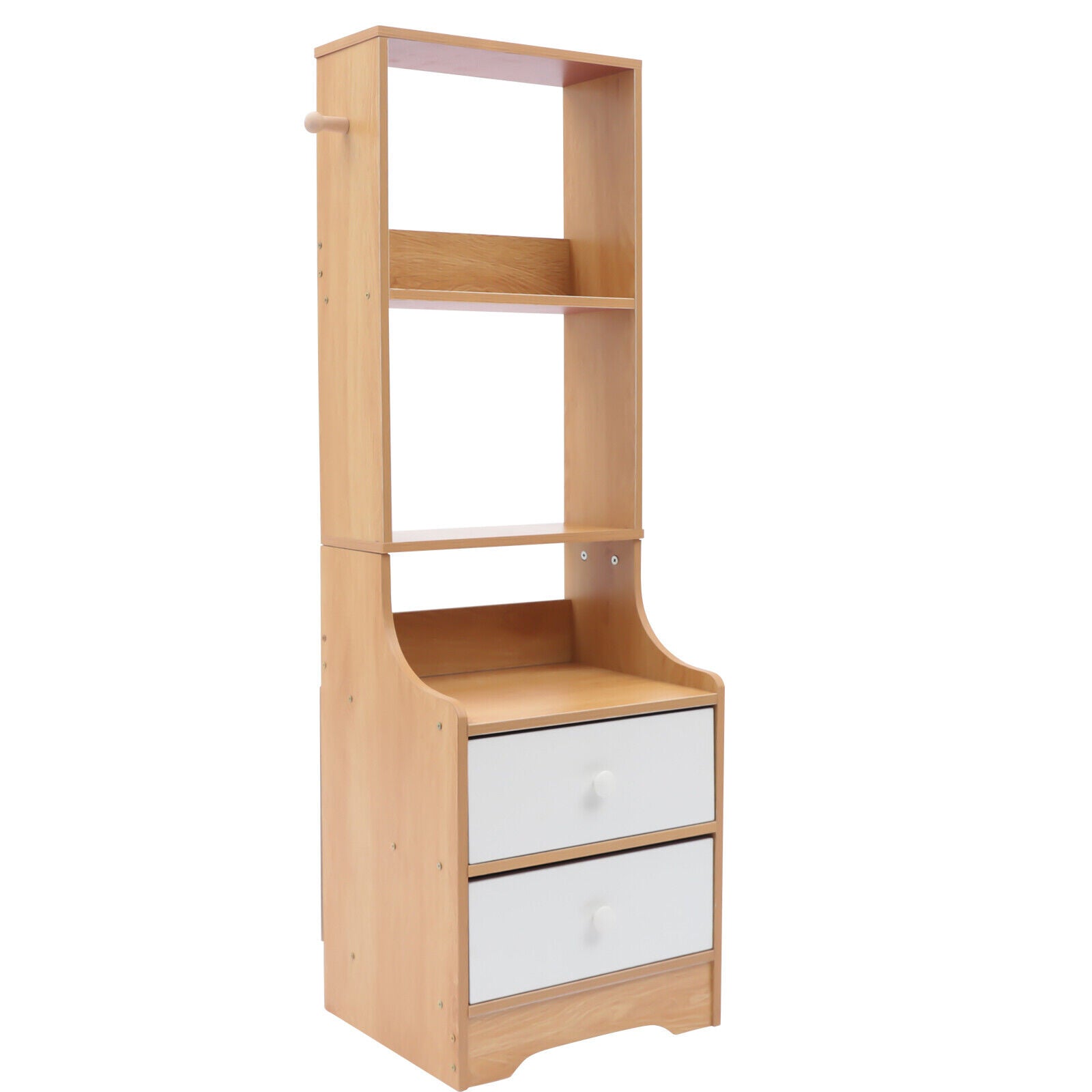 SHZICMY Modern Nightstand with 2 Drawers, Tall Bed End Table/Bedside Table, Wooden Storage Shelf Maple+White